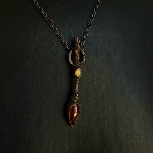 Opal and carnelian  Pendant Necklace copper witchy necklace jewelry handmade